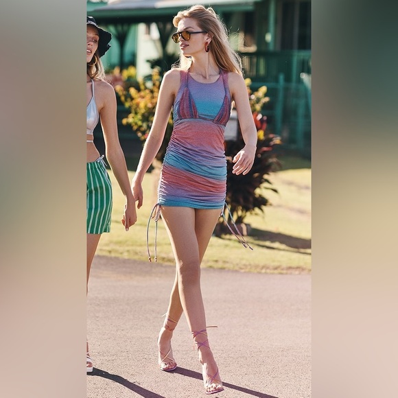 Le Superbe Baccara Tank Dress Shimmer Summer Surf Core Size Medium New - Picture 1 of 6
